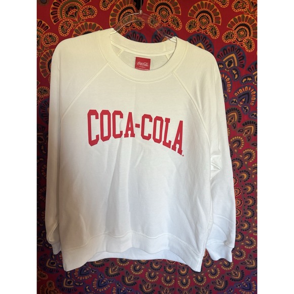 Coca-Cola‎ Brand Sweatshirt XS Oversized NWOT White Red Lettering Soft - Picture 1 of 4
